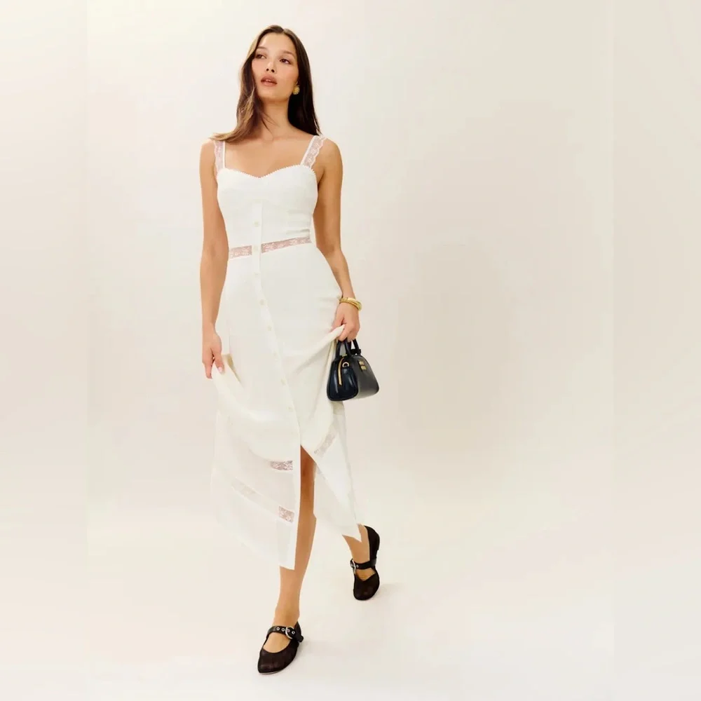 Reformation Wynton Dress In Ivory, brand new, never worn, no flaws. - Picture 5 of 16